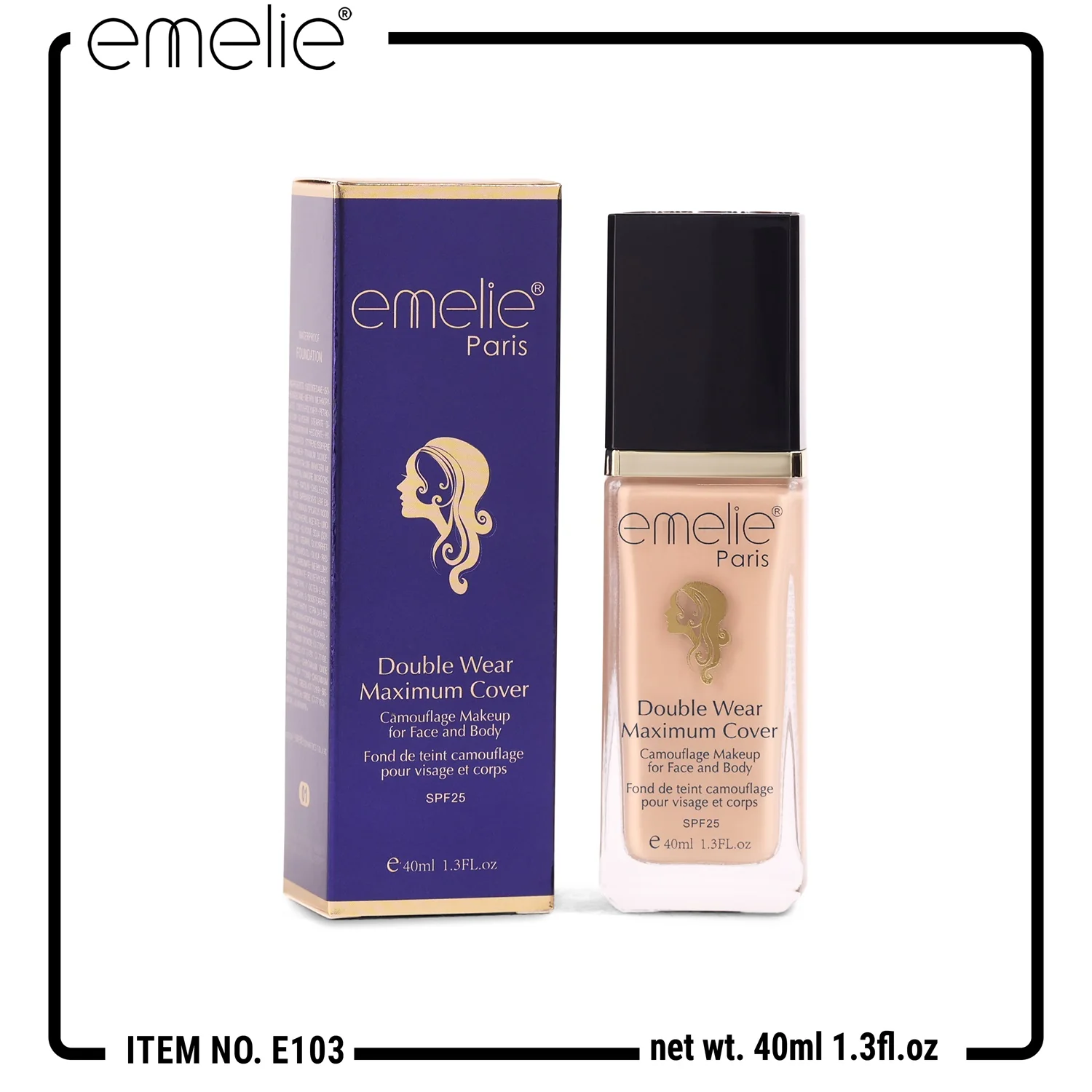 Emelie Paris Double Wear Maximum Cover Foundation (Shade 01 (Light / Fair))